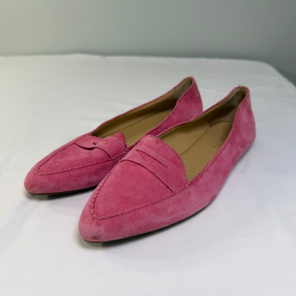 Talbots Womens Pink Suede Pointed Toe Penny Loafer Flats 7.5M